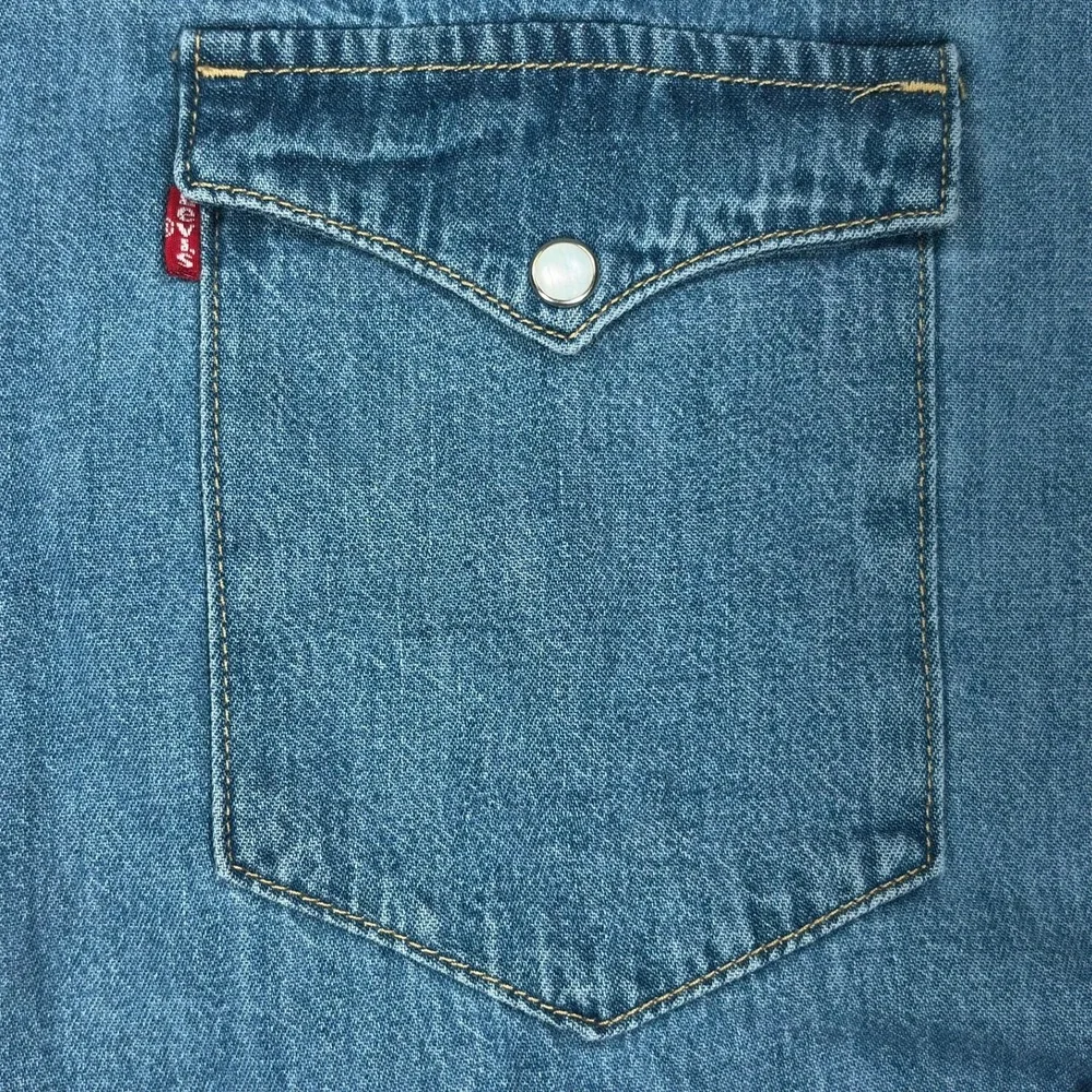 Levi's Denim Western Shirt Mens 3XL Blue Pearl Snap Long Sleeve NWT